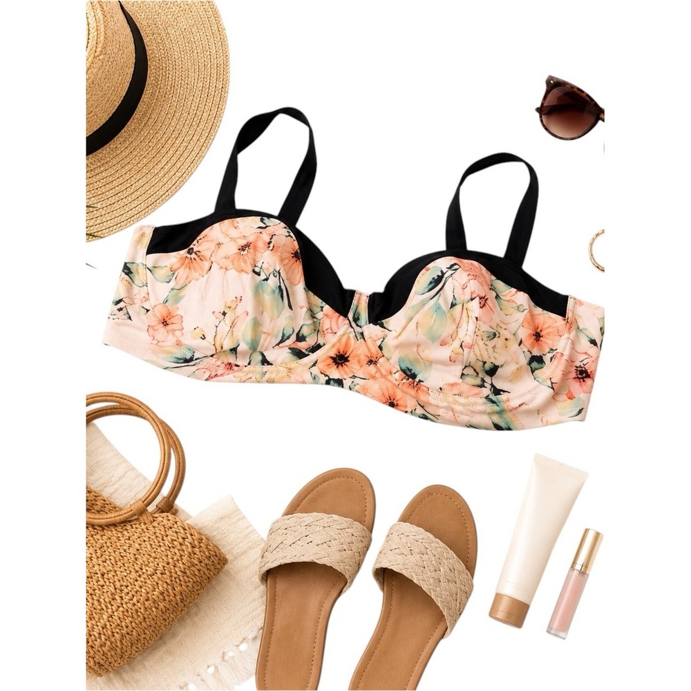 Ava & Viv Floral Underwire Bikini Swim Top Plus Size 22W Supportive Beach in EUC